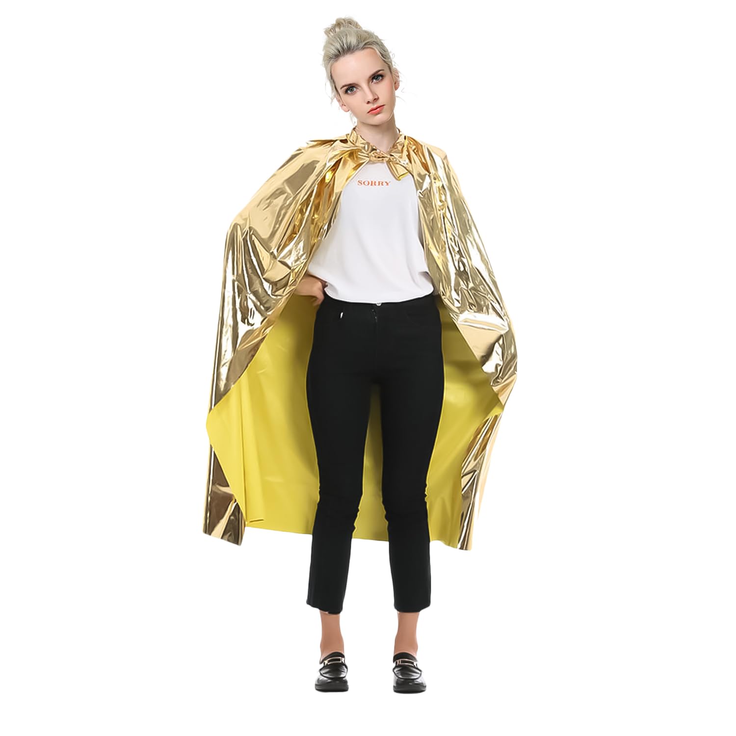 Nereds Adults Gold Gilding Cloak Unisex Halloween Cloak Full Length Gold Cape for Halloween Costume Party Room Decor