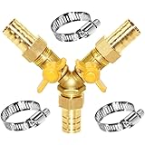 Joywayus 3 Way Shut Off Ball Valve 3/4" Hose Barb Y Shaped 2 Switch Brass Fitting