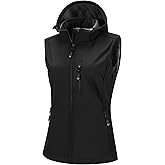 33,000ft Women's Hooded Lightweight Softshell Vest Fleece Lined Windproof Zip Up Sleeveless Jacket for Hiking Golf Running