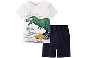 Frogwill Toddler Boys Summer Clothes Hawaiian Jungle Animal Cotton T-Shirt and Poplin Short Outfit Set
