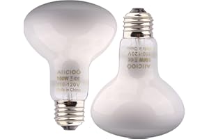 Aiicioo Reptile Basking Light Bulb - 100W Reptile Heat Lamp 2 Pack UVA Daylight Amphibians Basking Bulb for Bearded Dragon Turtle Hermit Crab Gecko Lizard Daylight