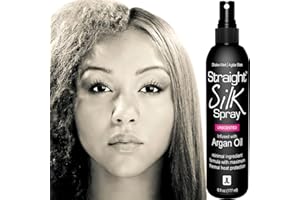 JUNIORLABS Straight Silk Spray with Moroccan Argan Oil Thermal Protector Spray | Hair Straightening & Detangler | Alcohol-Free | Heat Protectant up to 450°F | Flat-Iron | Blow-Dry | Unscented | MADE IN USA (6oz)
