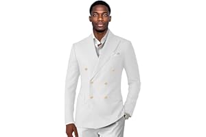 KSWYCT Mens Double Breasted Suit Blazer Casual Jacket for Mens Slim Fit Solid Sport Coat Jacket for Business Formal Wedding