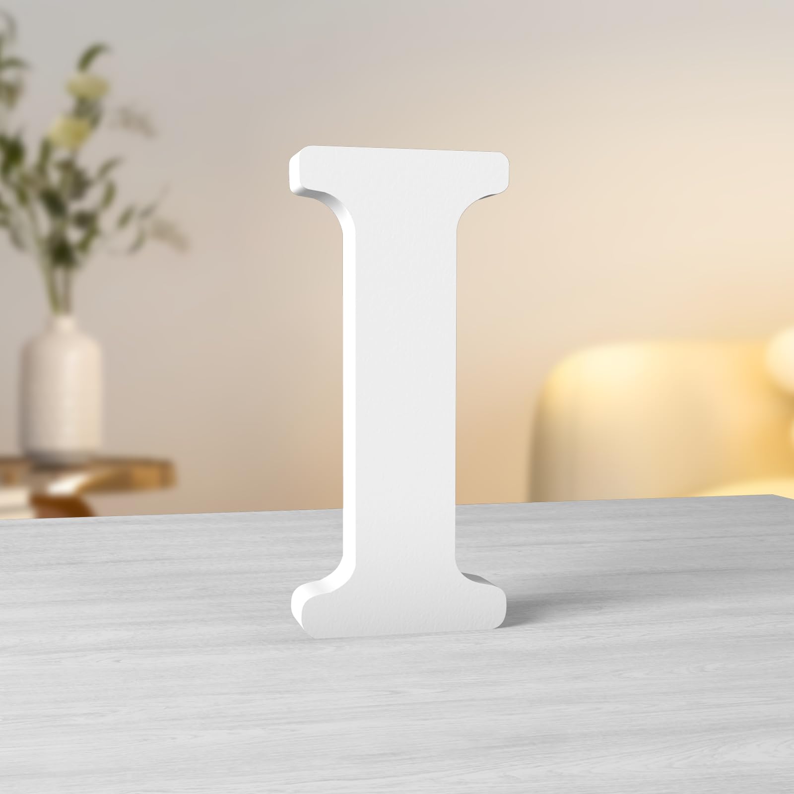 Aruatu 6 Inch White Wood Letters Unfinished Wood Letters for Wall Decor & Standing Slices Sign Board Decoration — image 1