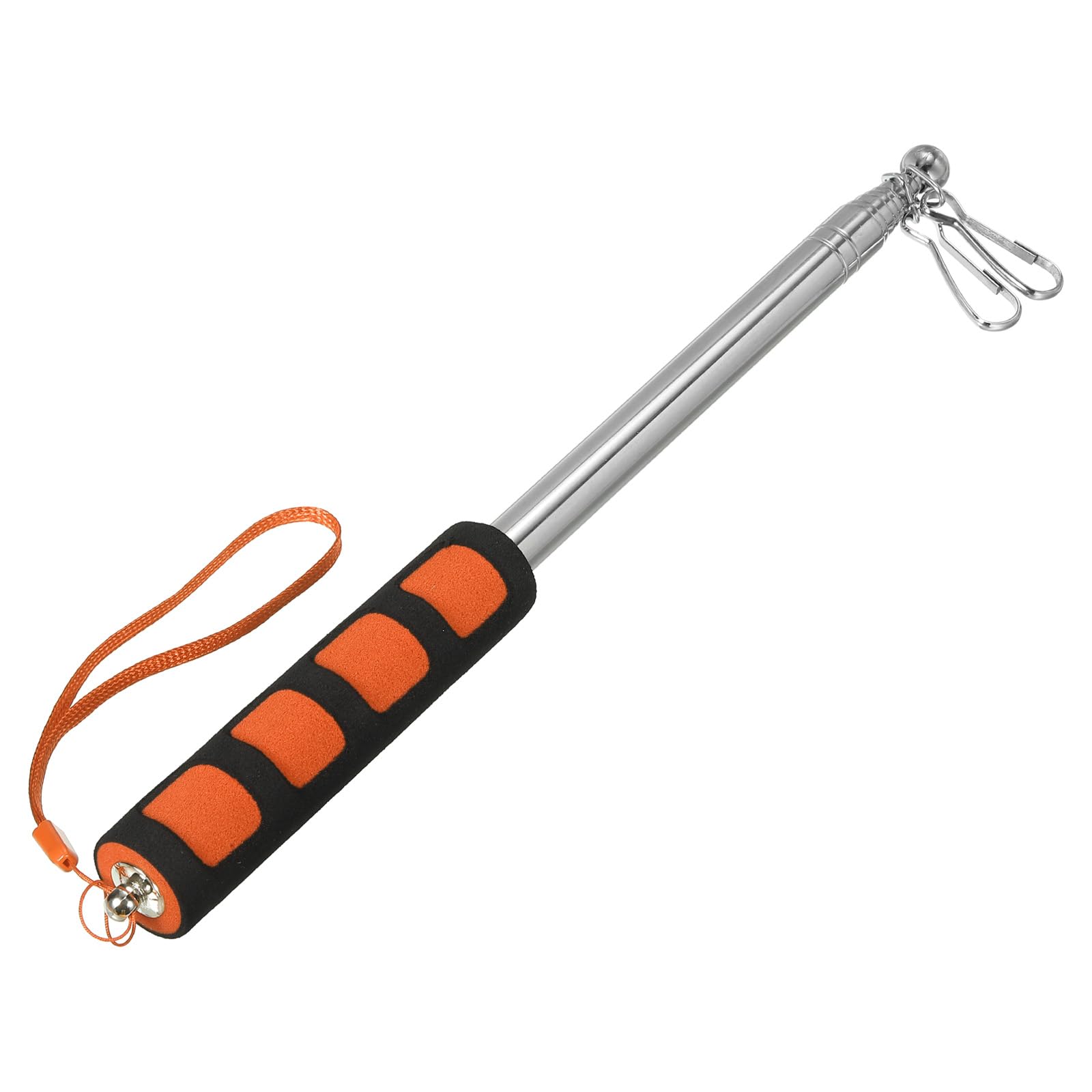 PATIKIL Telescopic Handheld Flagpoles, 6.5 Feet Sponge Handle Stainless Steel Telescoping Flag Poles Tour Guide Flag Pole with Clips, 9 Sections, Orange