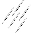 IronSeals 5 Pack Stainless Steel Tweezers, Medical First Aid Serrated Forceps