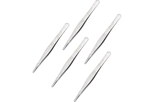 IronSeals 5 Pack Stainless Steel Tweezers, Medical First Aid Serrated Forceps