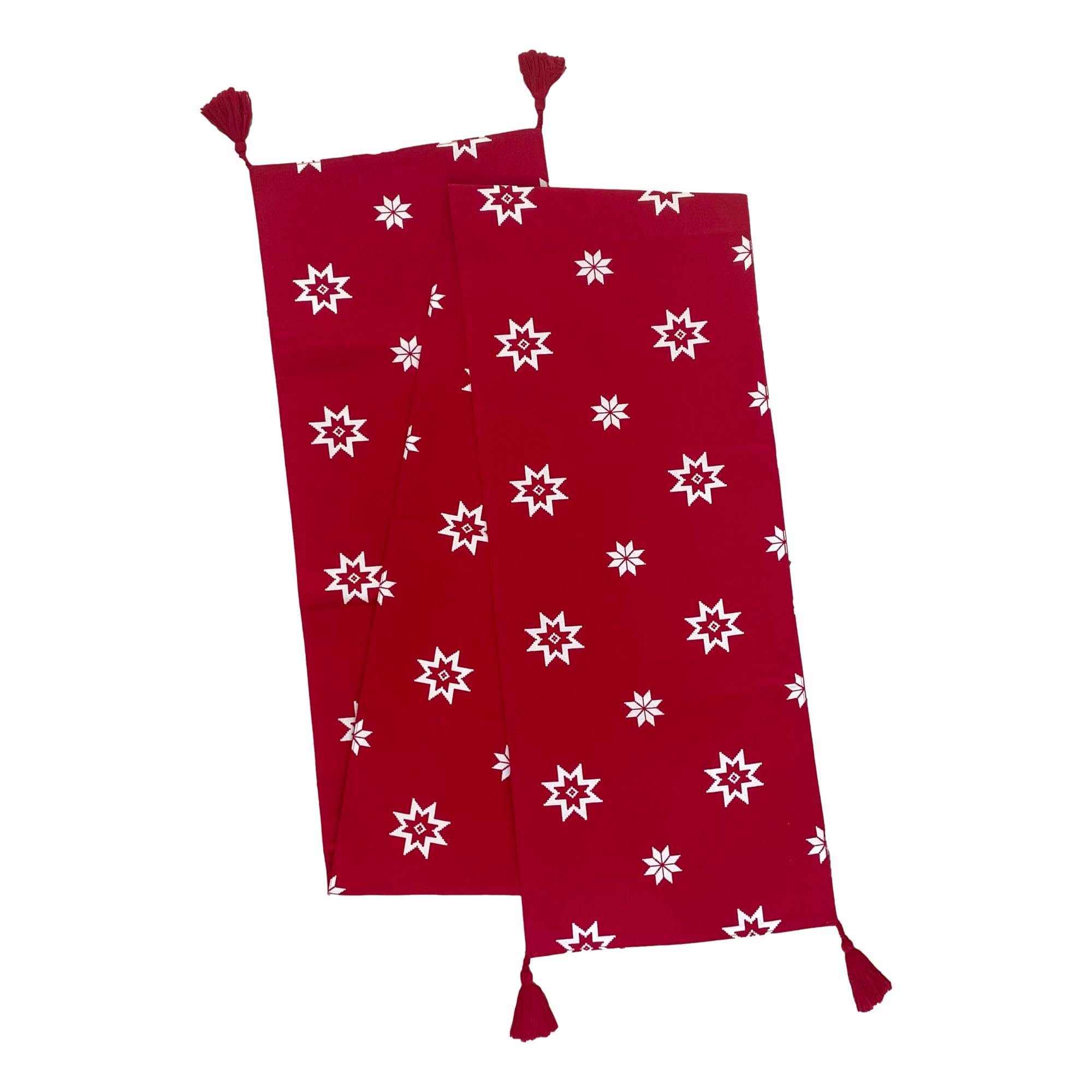 RAGGED ROSE Christmas Table Runner, Cotton, Red, 230 x 30 x 1 cm