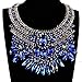 Blue Crystal Rhinestone Statement Necklace, Chunky Collar Choker Bib Pendant Statement Necklace Fashion Necklace Jewelry for Women