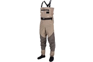 BASSDASH Men’s Breathable Chest and Waist Convertible Waders for Fishing Hunting, Stocking Foot and Boot Foot Waders