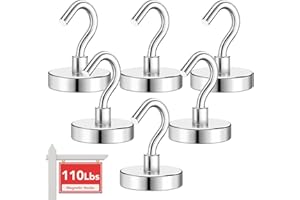 VSKIZ Magnetic Hooks, 110Lbs Heavy Duty Magnets Hooks for Cruise Cabins, Strong Magnets with Hooks for Hanging, Metal Magnetic Grill Hook Magnetic Hanger for Refrigerator, Toolbox, Storage - 6Pack