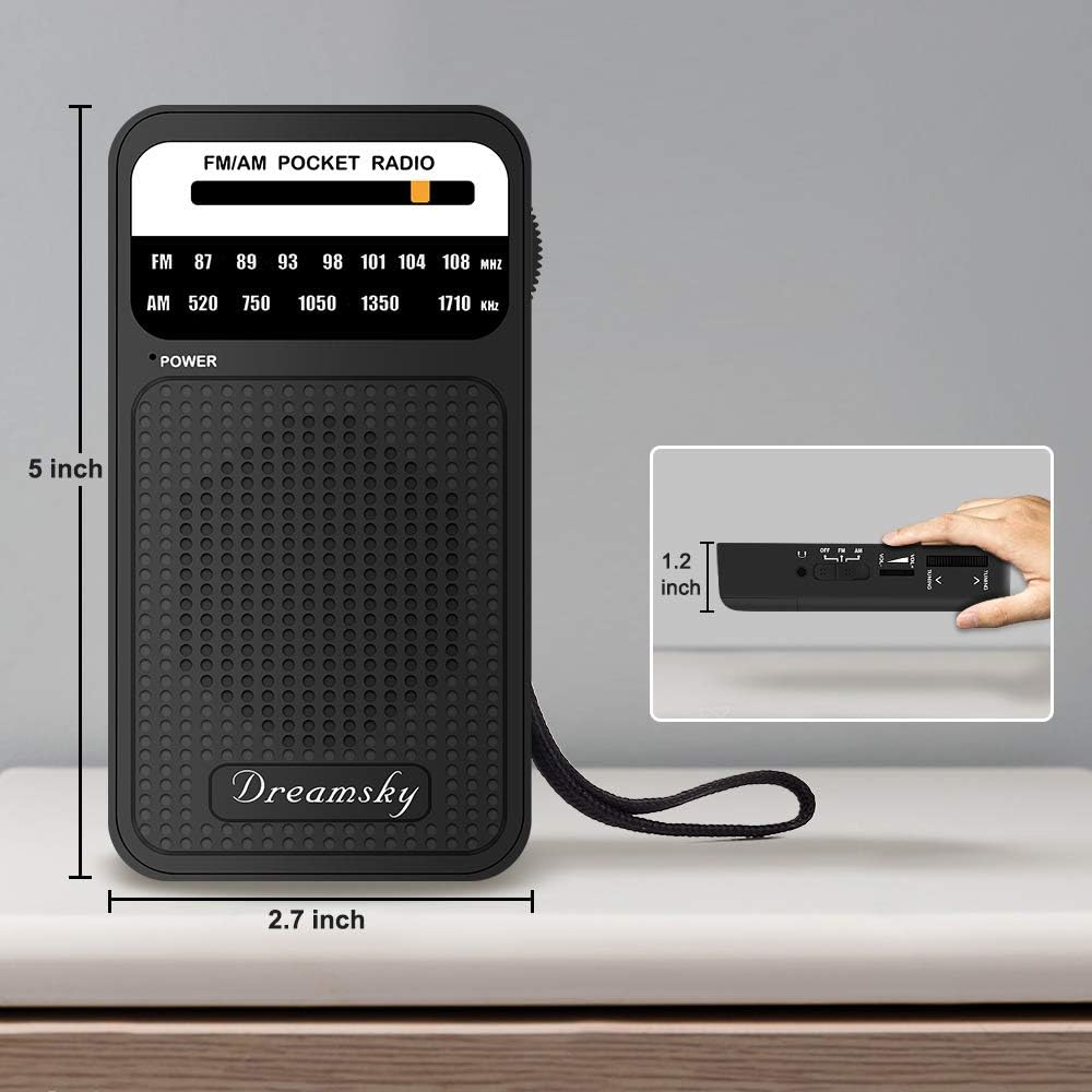DreamSky Pocket Radios, Battery Operated AM FM Radio with Loud Speaker, Great Reception, Earphone Jack, Ideal Gifts for Elderly, Portable Transistor Radio for Walking, Camping: Home Audio & Theater