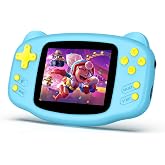 16 Bit Handheld Game for Kids-Preloaded 300 Retro Video Games,3.2" HD Screen,Portable Retro Gaming Console with Adjustable Brightness,Retro Handheld Game Console for Travel-Blue