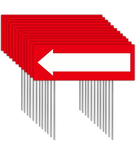 thumbnail interactive-video image 1 of 6 Pcs Red Arrow Yard Signs - 17x6 Inch Directional Stakes With Metal Ground Stakes 1 of 10