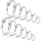 SCERRING 12PCS 16G Stainless Steel Captive Bead Ring Nose Rings Hoop Helix Daith Cartilage Tragus Earrings Nipple Eyebrow Body Piercing 6-16mm