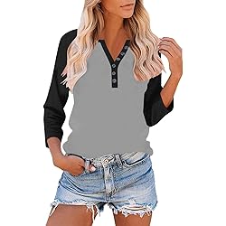 Womens 3/4 Sleeve Tops and Blouses Plus Size