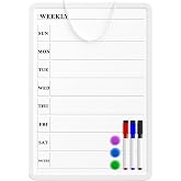 MaxGear Weekly Dry Erase Calendar Board, 11" x 17" Magnetic Whiteboard | Double-Sided Wall Planner: Weekly Calendar on One Side, Blank Whiteboard on The Other, Includes 3 Color Markers and Magnets