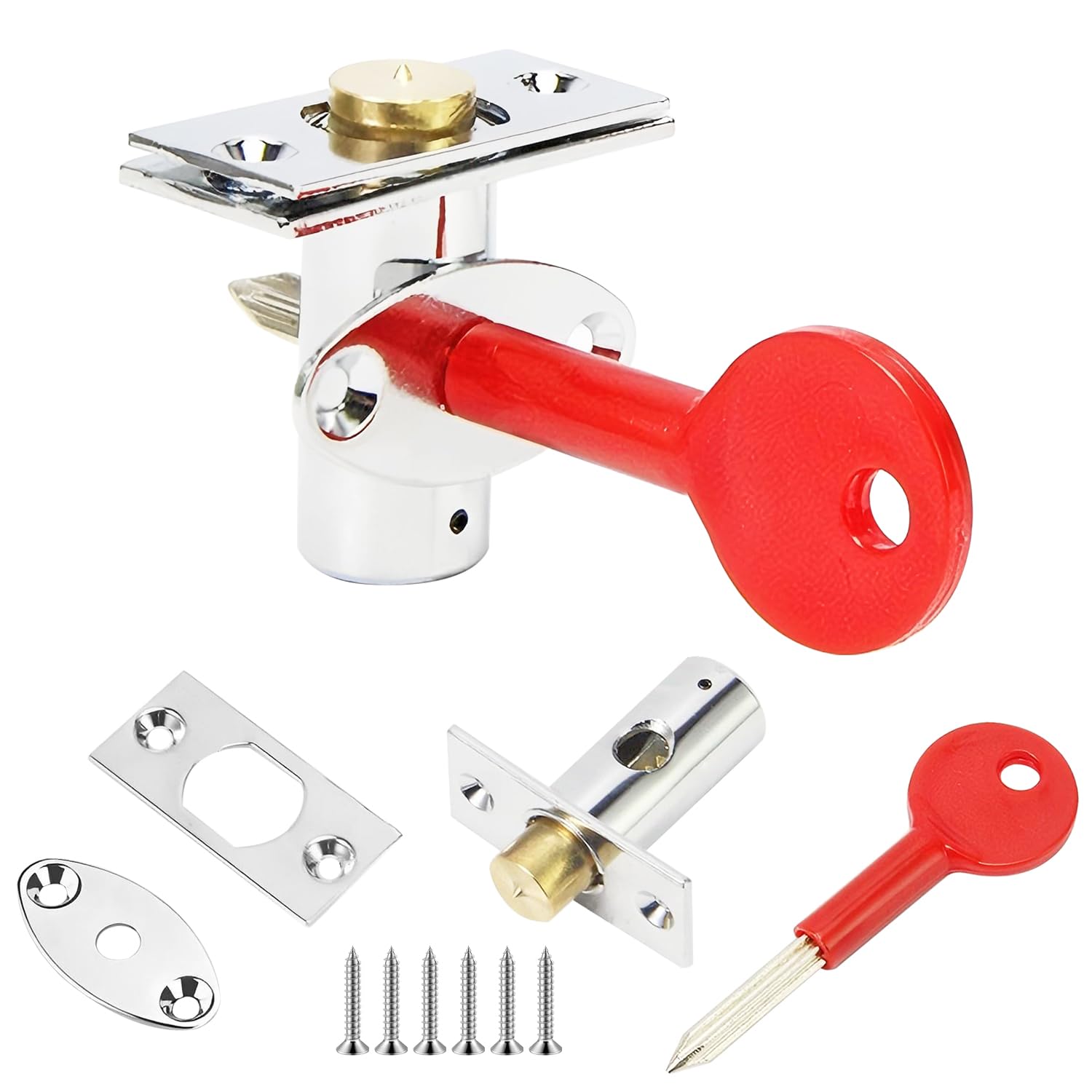 Ctyjia 1PCS Door Security Rack Bolt, Mortice Door Bolt with Star Key, Anti-Theft Door Lock Bolt, Security Mortice Rack Bolts, Dead Bolts for Doors Windows, 35mmx15mm