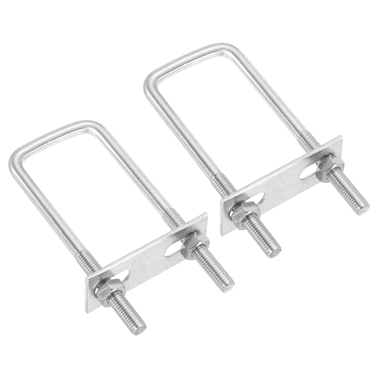 PATIKIL M8x40x110mm Square U-Bolts Kit, 2Set 304 Stainless Steel Square U Shaped Bolts Replacement Parts with Frame Plates and Nuts for Ski Board Sailboat Trailer