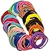 Kenz Laurenz 100 Hair Elastics Hair Ties No Crease Ouchless Ponytail Holders No Metal 4mm (100 Hair Elastics-Rainbow)