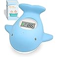 Baby Bath Tub Thermometer - Bathtub Water Thermometer with Room Temperature - Safety Floating Whale Bathtub Toy - New Upgraded Mute Flashing Alert, Gift for Mom Newborn Infant