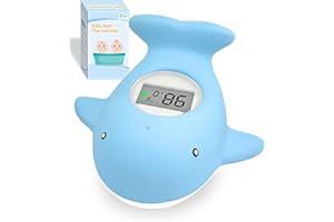 IOG Baby Bath Tub Thermometer - Bathtub Water Thermometer with Room Temperature - Safety Floating Whale Bathtub Toy - New Upgraded Mute Flashing Alert, Gift for Mom Newborn Infant