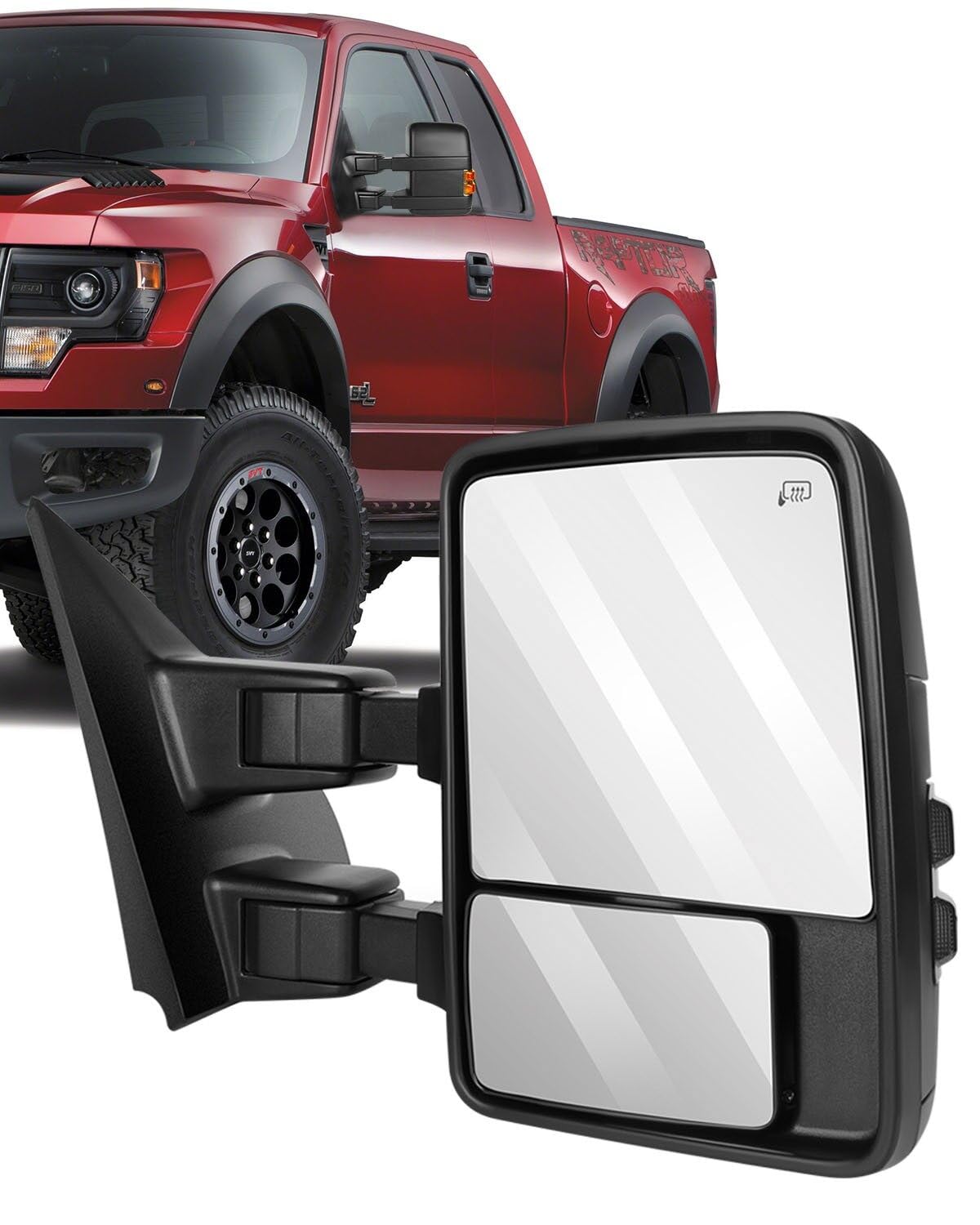 View 1 of ECCPP Towing Mirror Passenger Side Automotive Mirror Power Operation Heated Turn Signal Convex Glass Manual Folding Telescoping for Ford for F-250 for F-350 for F-450 for F-550 Super Duty 2003-2007