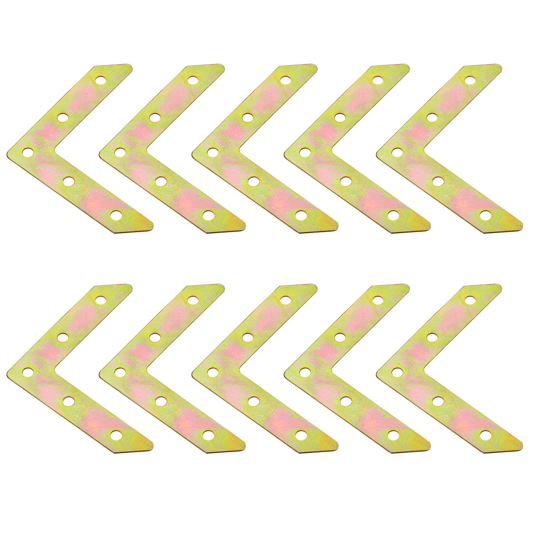Sourcingmap 77mm x 77mm x 1mm Metal L Shape Corner Brace Flat Mending Plates Brackets 10pcs