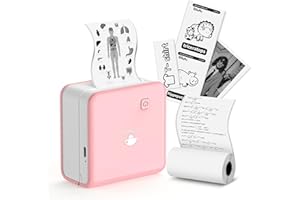 MEMOQUEEN Mini Pocket Printer - Phomemo M02Pro Mini Bluetooth Printer, 300DPI Photo Printer Compatible with iOS & Android, Portable Wireless Sticker Printer for Document, Gift, Retro Photo, Travel - Hot Pink