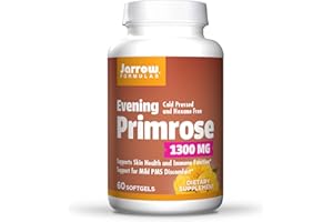 Jarrow Formulas Evening Primrose 1300 mg - 60 Softgels - Superior Source of GLA - Supports Skin Health & Immune Function - Support for Mild PMS Discomfort - Up to 60 Servings