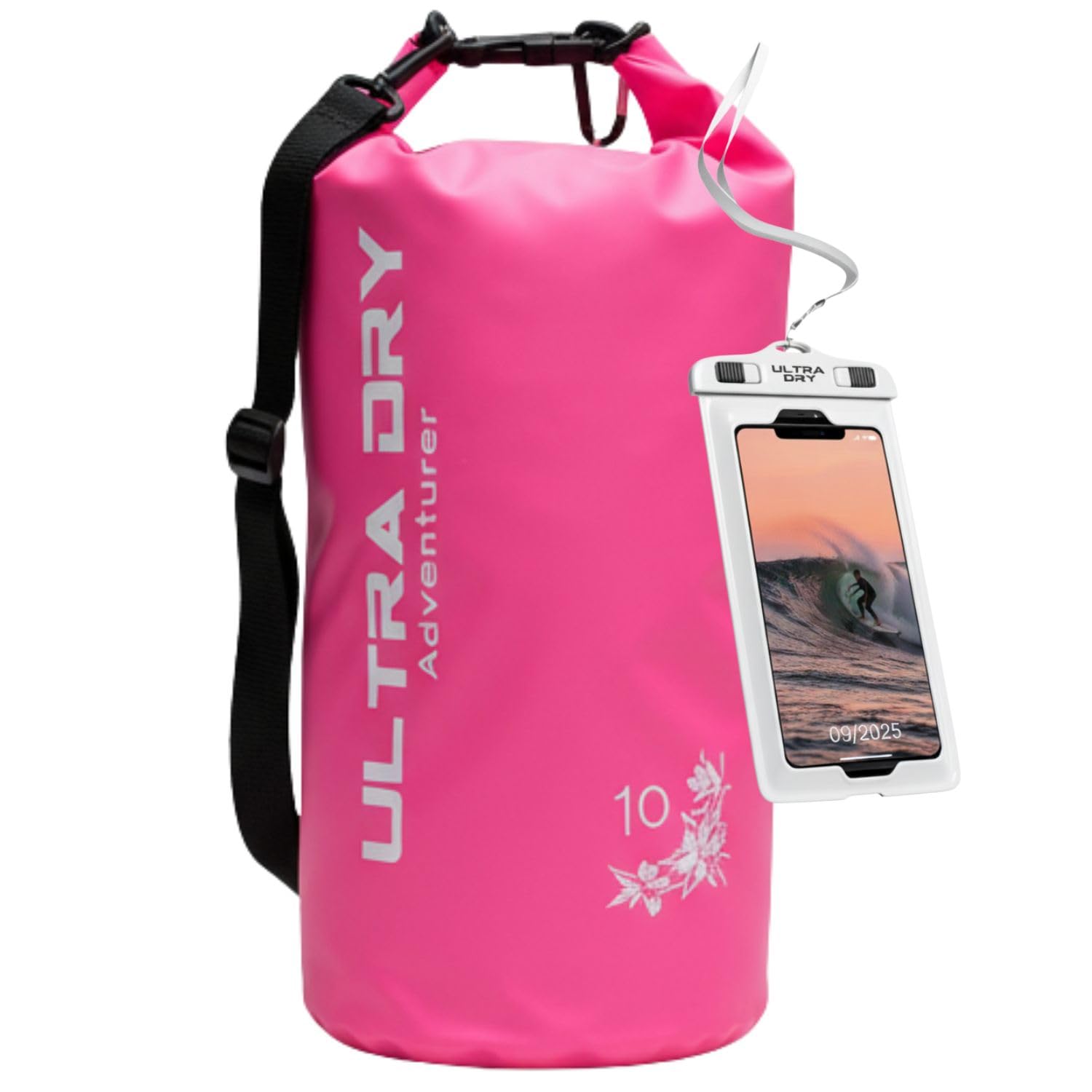 Premium Waterproof Bag, Sack with Phone Dry Bag and Long Adjustable Shoulder Strap Included, Perfect for Kayaking/Boating/Canoeing/Fishing/Rafting/Camping/Kayaking (Pink, 10 L)