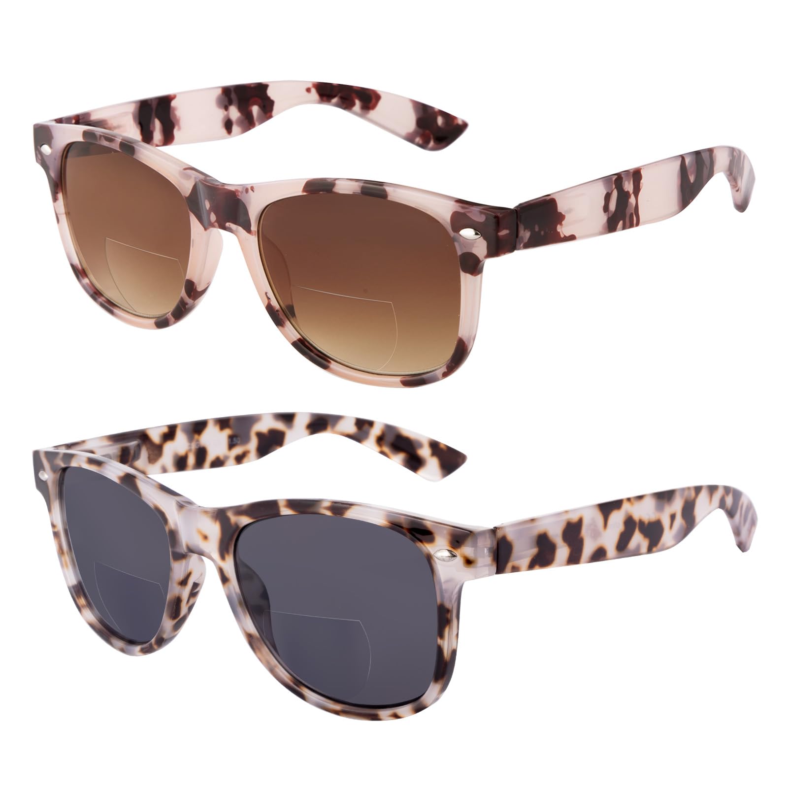 OKH Classic Frame Bifocal Reading Sunglasses Sun Reader Glasses for Men Women UV400 Outdoor Reading in the Sun (Pink Tortoise+Gray Tortoise +1.5) — image 1