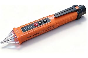 MXCOIRTP Voltage Tester, Non-Contact Voltage Detector, Electrical Tester, 3 Ranges AC 12V/48V/70V-1000V, Live/Null Wire Tester with Buzzer Alarm and Flashlight, Wire Breakpoint Finder - Orange