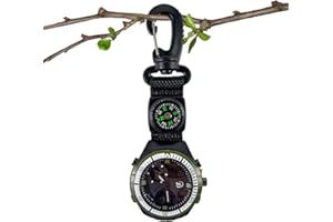 Compass Watch,Outdoor Survival Compass | Backpack Fob Watch with Carabiner - for Outdoor Hiking Backpacking Sports Mountainee