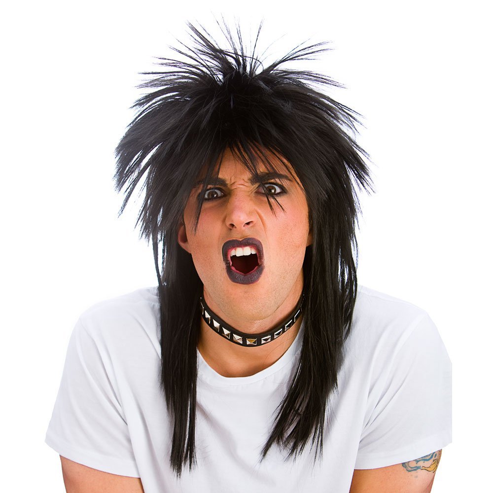Wicked Costumes Adult 80's Black Rocker Fancy Dress Wig