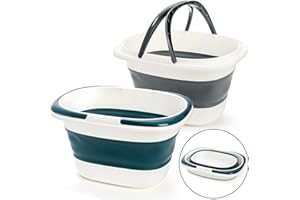 Coloch 2 Pack 16L/4.2 Gallon Collapsible Plastic Bucket, Foldable Mop Bucket Laundry Basket with Handle, Portable Water Pail 