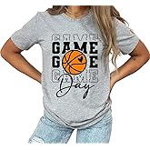 Game Day Basketball Tshirt Woman Sunday Funday Shirts Vintage Basketball Shirt Funny Basketball Graphic Tee Tops