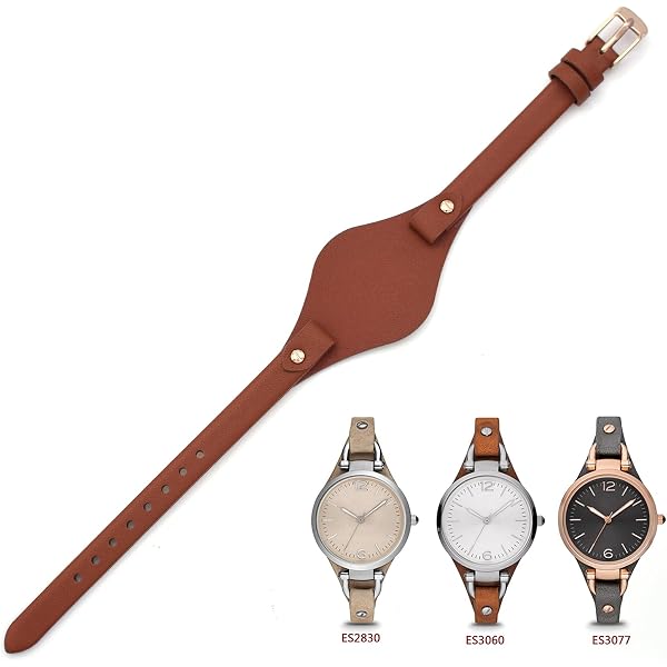YIYOU Bracelet De Montre Cuir Véritable Compatible Fossil ES4113 ES4114 ES3616 ES3625 ES4045 ES3838 - Pour Femme