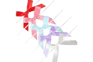 BeiLeiNiceHK Twist Tie Bows for Treat Bags,Small Premade Satin Ribbon Bows with Twist Ties,50 Pieces Multicolored Decorative Gift Wrap Bows for Baby Shower,Christmas,Crafts
