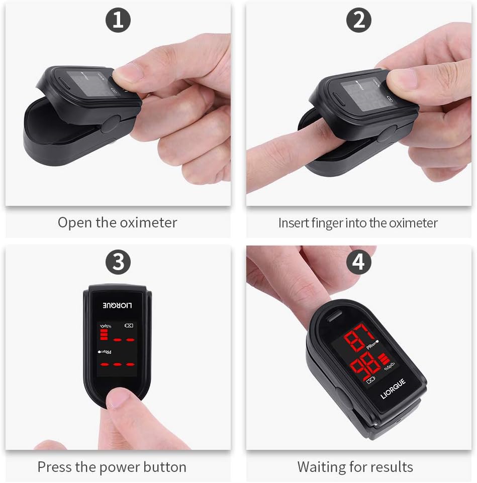LIORQUE Pulse Oximeter Fingertip, Blood Oxygen Saturation Monitor for Pulse Rate, Heart Rate Monitor and SpO2 Level Meter, Batteries and Lanyard Included: Health & Personal Care