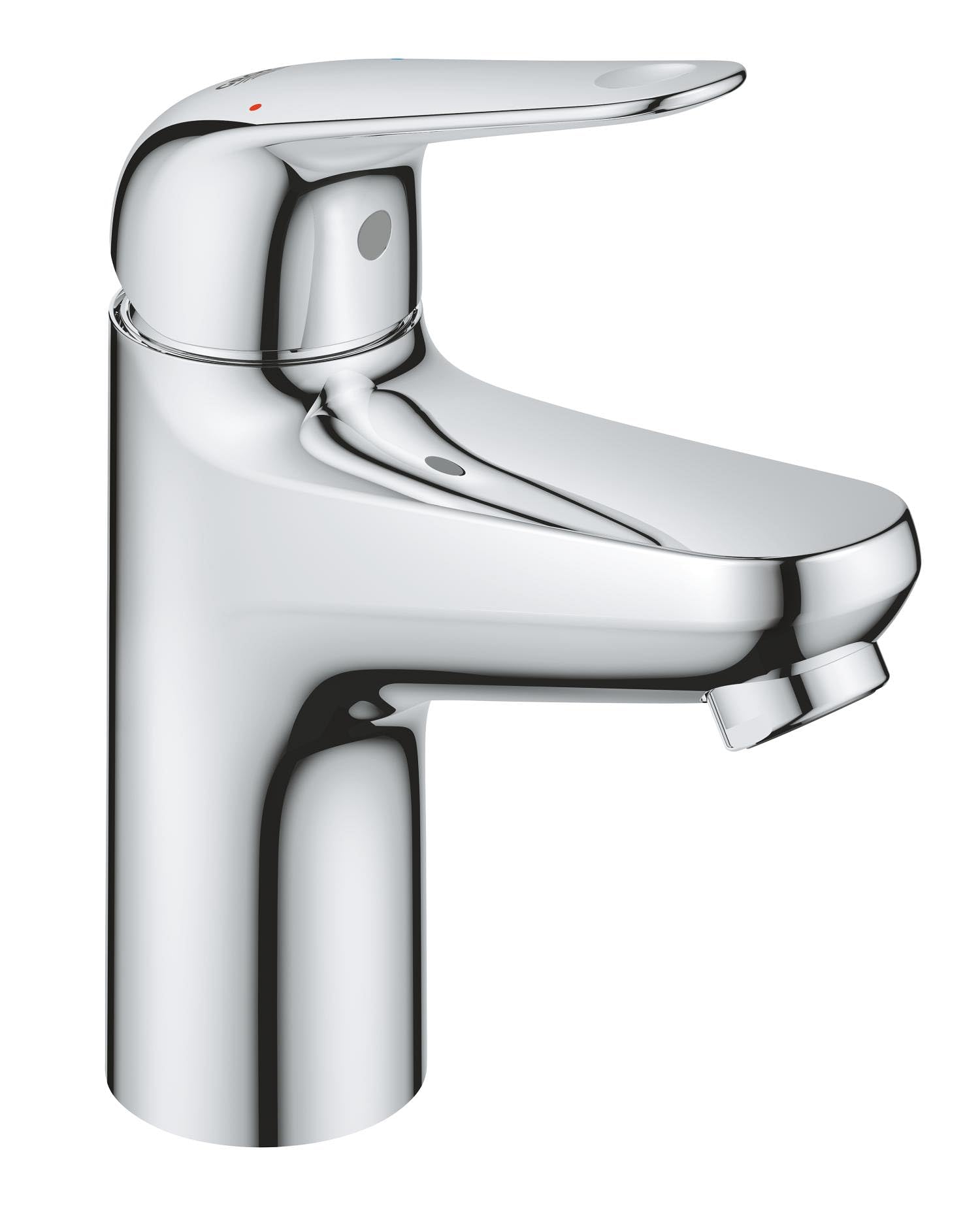 GROHE Swift QuickFix – 1 Lever Basin Mixer Tap with Plastic Push-Open Waste Set (S-Size 162mm, 28mm Ceramic Cartridge, Water Saving, Tails 3/8 Inch, Easy to Fit with GROHE QuickTool), Chrome, 24318001