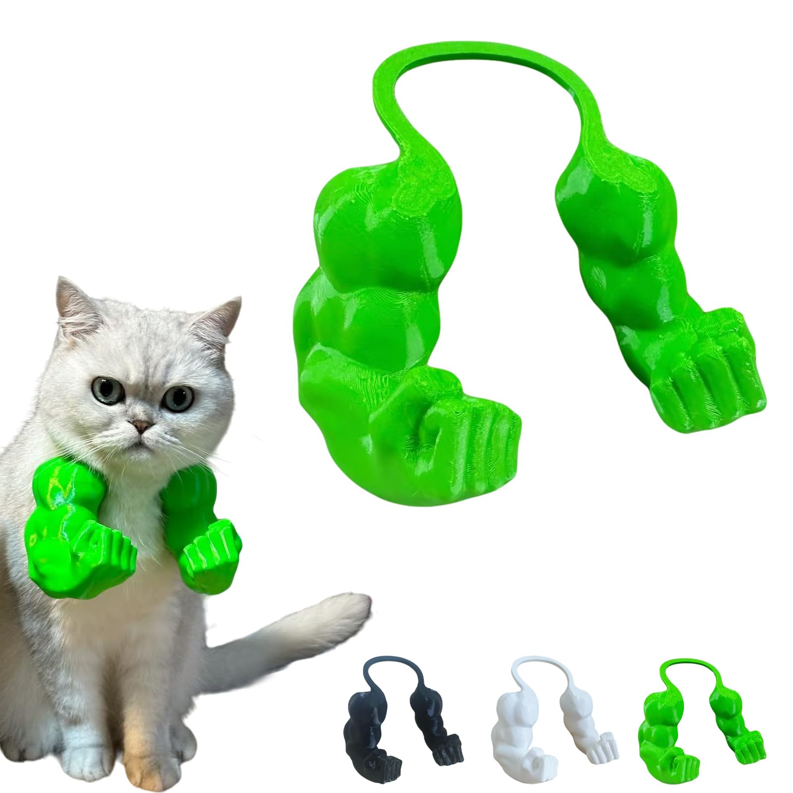 Photo 1 of 3D Printed Cat Muscle Arms, Halloween Cat Costume Accessory Neck Arms for Pet Cosplay, Lightweight Muscular Arms for Cats Birthday Party Supplie, Halloween Unique Costume Prop for Pets (Green)