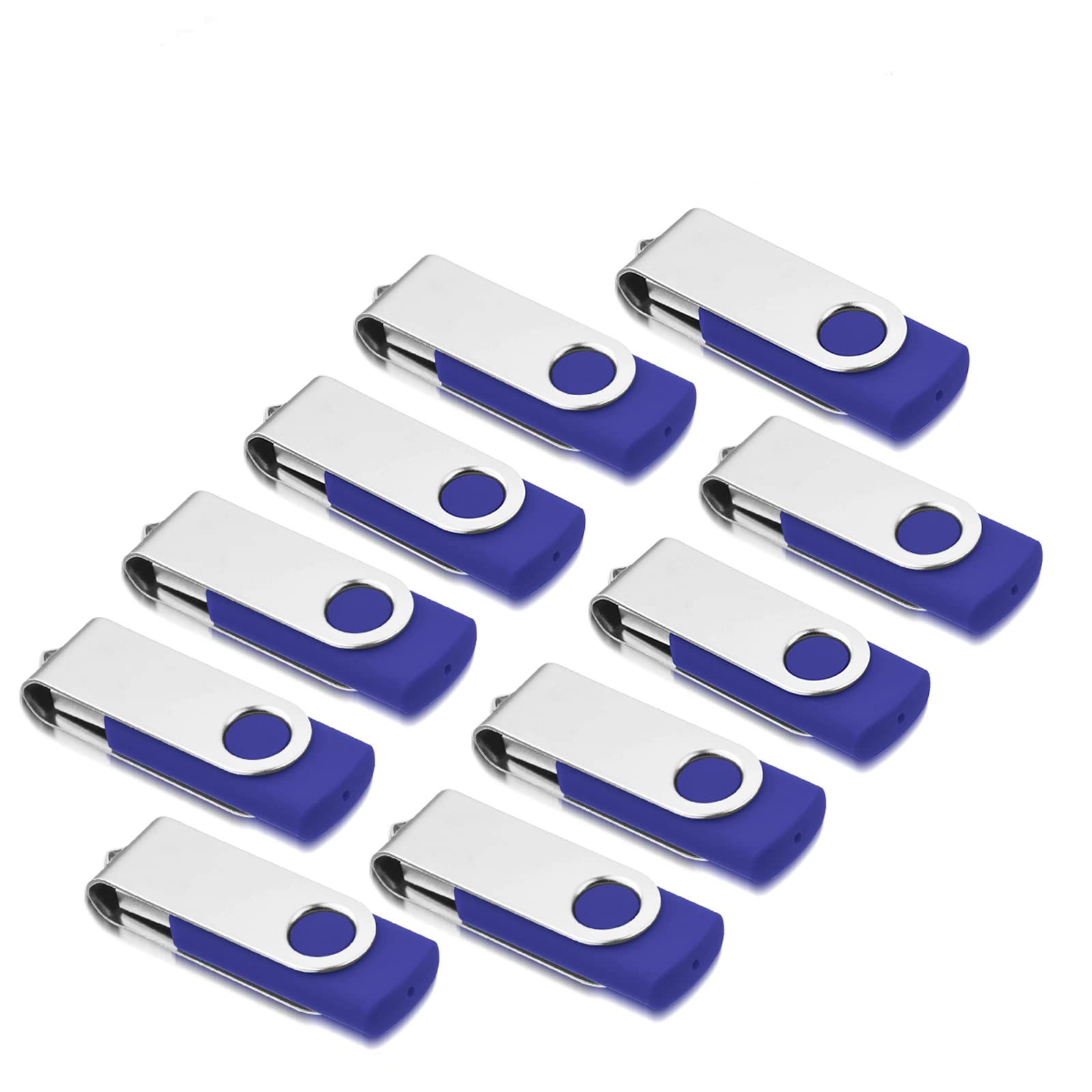 AreTop 10 Pack Swivel Flash Drive USB 2.0 Memory Stick Fold Storage (8GB, Blue)