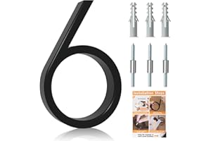 Briout 5" Modern House Numbers for Outside, Address Numbers for House with Nail Kits, Zinc Alloy Exterior House Numbers for Home Door Garden Street, High Gloss Black (6)
