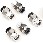 CEKER PC 1/4" Od x 1/4" NPT Thread Push to Connect Pneumatic Tube Fitting Male Straight Union Fittings Push Fit Connector Qui