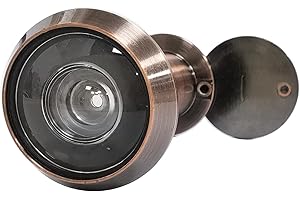 JUNXAVE Door Viewer Peephole, Solid Brass 220-degree Door Viewer with Heavy Duty Rotating Privacy Cover for 1-3/8" to 2-1/6" Doors for Home Office Hotel (Red Bronze)