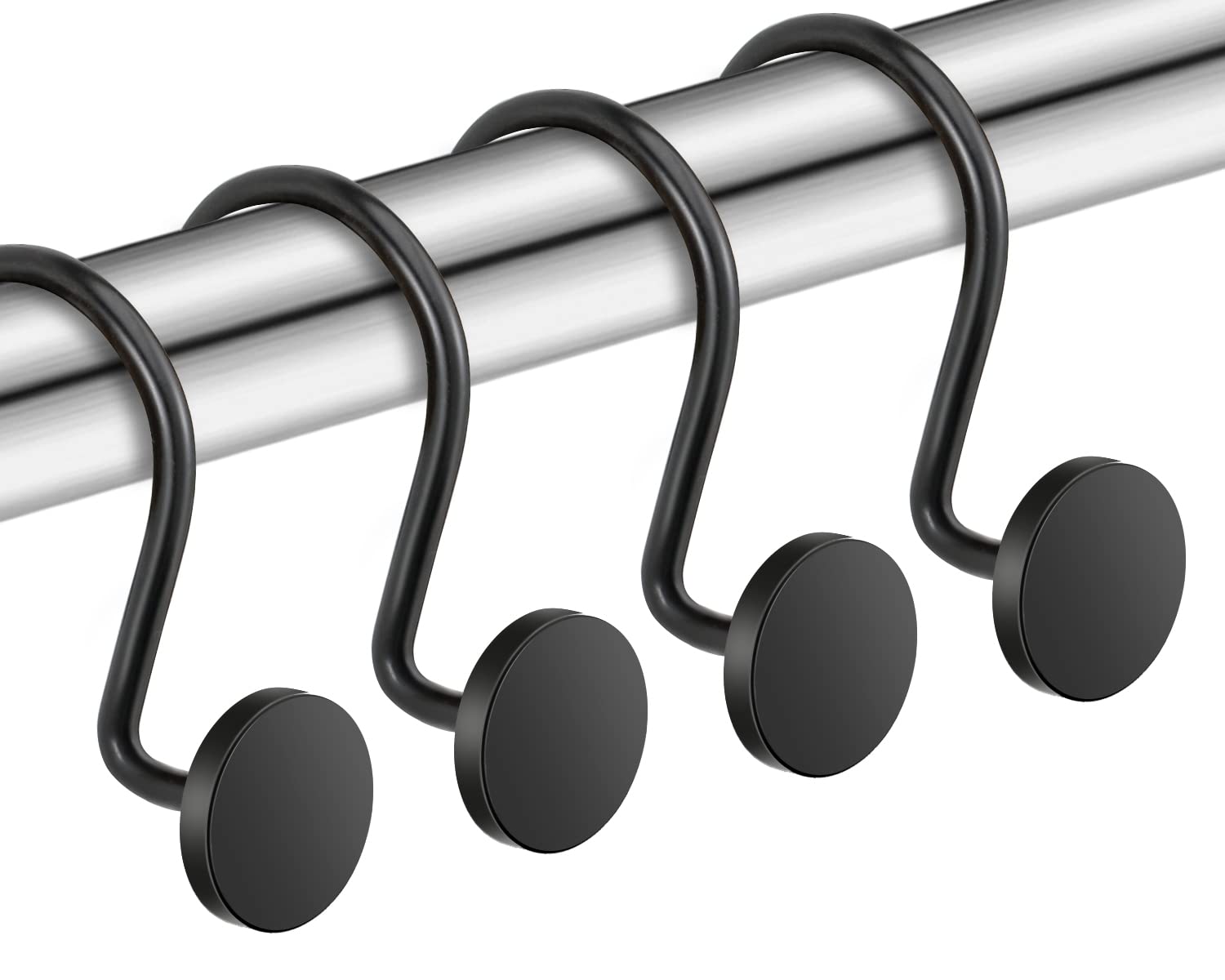 Photo 1 of CHICTIE Black Shower Curtain Hooks, 12 Pieces, Metal, Shower Curtain Rings, Modern Decorative Design