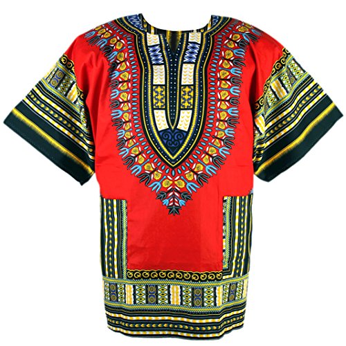 African Dashiki Cotton Mexican Poncho Hippie Tribal Ethic Boho Shirt Red ad08r