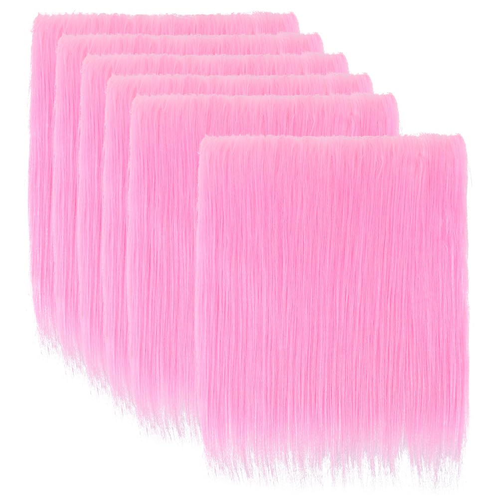 GORGECRAFT 6PCS Faux Fur Fabric Precut 25x25cm Fluffy Fur Square Patches Shaggy Artificial Craft Plush Rug Cloth for DIY Sewing Crafts Pillows Pad Chair Cover Christmas Gnomes Home Decor, Pearl Pink