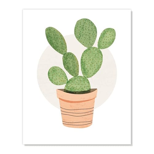 Amazon Com Cactus Print Prickly Pear Plant Succulent Wall Art